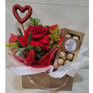 Cesta com Arranjo e Amor pra você